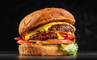 Картинка plate, food, hamburger, fast, double, cheeseburger, burger, cheese