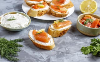 Картинка cream, cheese, smoked, sandwiches, salmon