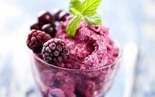 Картинка Raspberry, мята, tutti-frutti, макро, мороженое, малина