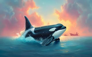 Картинка Море, Касатка, ИИ-арт, Цифровое искусство, Корабли, Искусство искусственного интеллекта, Нейросеть
