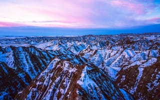 Картинка Горы, США, Snowy, Badlands National Park, Южная Дакота, Национальный парк Бэдлендс, Sunrise, South Dakota