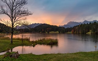 Картинка Природа, Горы, Geroldsee, Германия, Осень, Озеро