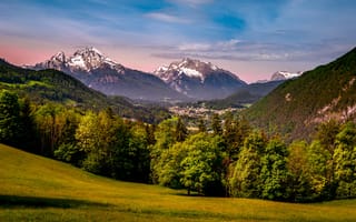 Картинка house, grass, nature, trees, forest, sky, clouds, landscape