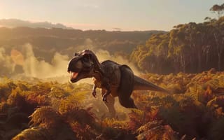 Картинка Деревья, Хищник, Тираннозавр, Tyrannosaurus Rex, Тираннозавр Рекс, Животное, Динозавр, Цифровое искусство