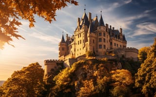 Картинка осень, пейзаж, landscape, ancient, замок, beautiful, castle, autumn
