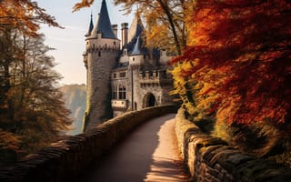 Картинка осень, пейзаж, autumn, ancient, beautiful, замок, castle, landscape