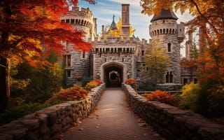 Картинка осень, пейзаж, замок, beautiful, castle, ancient, autumn, landscape