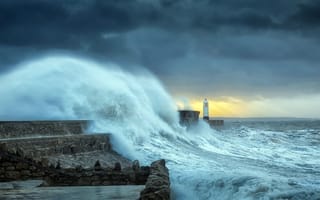 Картинка Море, Шторм, South Wales, Waves, Великобритания, Южный Уэльс, Непогода, Гроза
