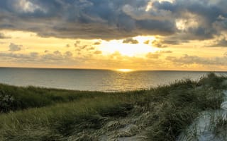 Картинка sunset, dune, Denmark, North Sea