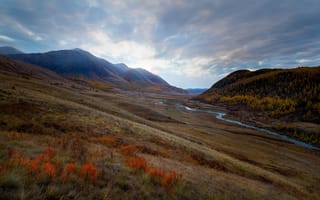 Картинка облака, горы, Диков Рустем, горизонт, речка, плато