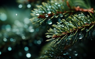 Картинка зима, капли, drops, fir tree, елка, снег, snow, winter