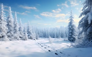 Картинка зима, лес, winter, деревья, forest, landscape, елки, снег