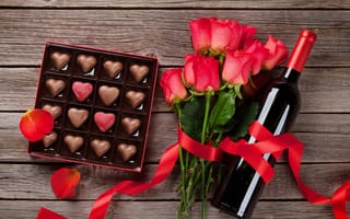 Картинка любовь, цветы, шоколад, сердечки, love, романтика, подарок, розы