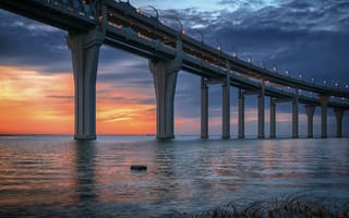 Картинка закат, Tamara, Мост над морем