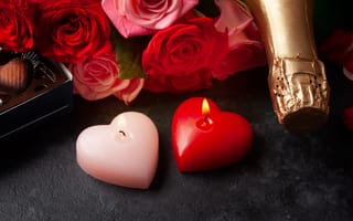 Картинка любовь, цветы, шампанское, шоколад, романтика, love, подарок, розы
