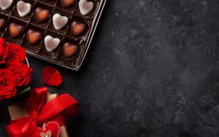 Картинка любовь, цветы, подарок, романтика, лепестки, розы, love, шоколад