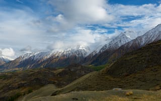 Картинка небо, облака, дымка, горы, Диков Рустем, предгорье, долина, красота