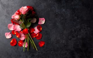 Картинка любовь, цветы, День святого Валентина, розы, букет, love, happy, романтика