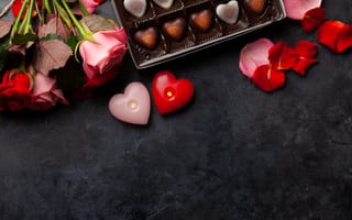 Картинка любовь, цветы, шоколад, подарок, розы, love, happy, романтика