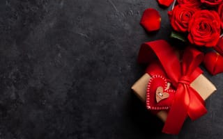 Картинка любовь, цветы, happy, love, романтика, подарок, розы, День святого Валентина