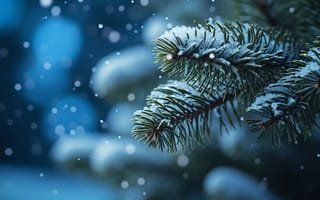 Картинка зима, лес, winter, елка, капли, снег, Christmas, forest