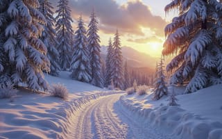 Картинка зима, лес, forest, nature, winter, snow, снег, елки