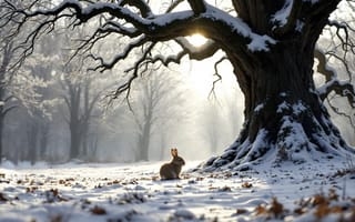 Картинка зима, лес, природа, снег, winter, nature, forest, деревья