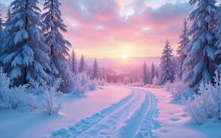 Картинка зима, лес, снег, елки, природа, forest, деревья, горы