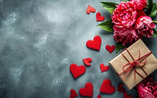 Картинка любовь, цветы, happy, романтика, День святого Валентина, подарок, heart, love
