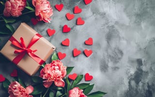 Картинка любовь, цветы, happy, романтика, подарок, love, heart, День святого Валентина