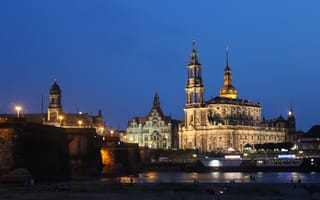 Картинка вечер, Германия, кафедральный собор, Дрезден
