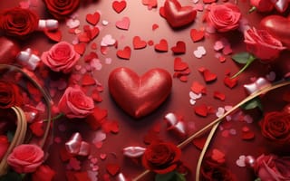 Картинка любовь, цветы, романтика, сердце, розы, love, подарок, happy