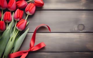 Картинка любовь, цветы, red, сердце, подарок, тюльпаны, love, романтика