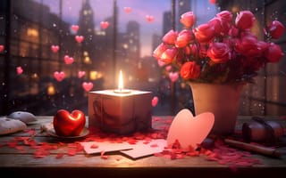 Картинка любовь, цветы, подарок, love, сердце, розы, романтика, happy