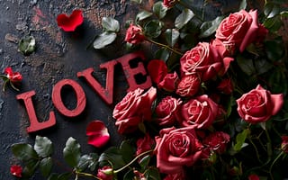 Картинка любовь, цветы, романтика, love, розы, happy, День святого Валентина, flowers