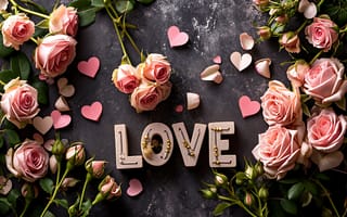 Картинка любовь, цветы, сердце, love, романтика, День святого Валентина, happy, розы