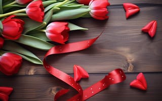 Картинка любовь, цветы, love, романтика, happy, red, подарок, тюльпаны