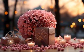 Картинка любовь, цветы, романтика, happy, подарок, love, День святого Валентина, розы