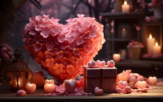 Картинка любовь, цветы, романтика, сердце, подарок, happy, розы, love