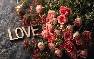 Картинка любовь, цветы, День святого Валентина, сердце, love, романтика, happy, розы