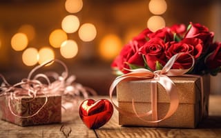 Картинка любовь, цветы, подарок, розы, love, happy, романтика, сердце
