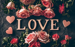 Картинка любовь, цветы, романтика, сердце, love, День святого Валентина, розы, happy