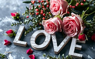 Картинка любовь, цветы, розы, День святого Валентина, сердце, love, happy, романтика