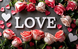 Картинка любовь, цветы, love, розы, романтика, День святого Валентина, сердце, happy