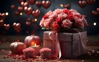 Картинка любовь, цветы, подарок, романтика, сердце, love, розы, happy