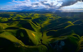 Картинка grass, landscape, mountains, nature, shadow, hills, California, clouds