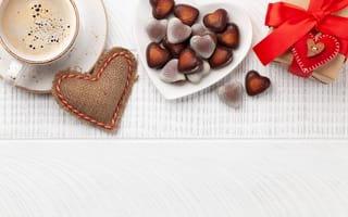 Картинка любовь, романтика, чашка, кофе, love, red, конфеты, сердце