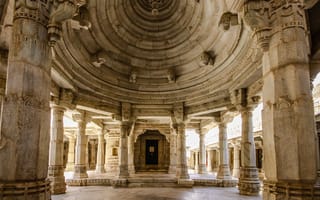 Картинка temple, marble, rajasthan, jainism, monument, pillar, ranakpur