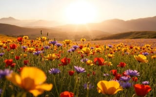 Картинка цветы, горы, blossom, flowers, mountains, colorful, весна, луг