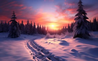 Картинка зима, лес, снег, forest, snow, горы, елки, winter